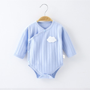 Combinaison pour bébé en coton pur tricoté unisexe, body pour nouveau-né, couche de base printemps-automne avec motif nuage - Product Image 1