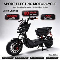 Sepeda Motor Listrik Kecepatan Tinggi 1000W 2000W 72V 60V20Ah Moped Listrik yang Dapat Disesuaikan untuk Dewasa Rangka Baja Karbon Tinggi E-bike