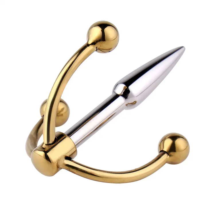 Erotic Penis Plug Urethral Toys for Male Solid Cock Sound Stainless Steel Golden Claw Head Urethral Plug