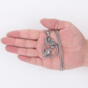 Collar de Cuervos de Odín Huginn y Muninn, Colgantes de Cuervo Vikingo de Acero Inoxidable Plateado, Mitología Nórdica, Mitología Vikinga - Product Image 4