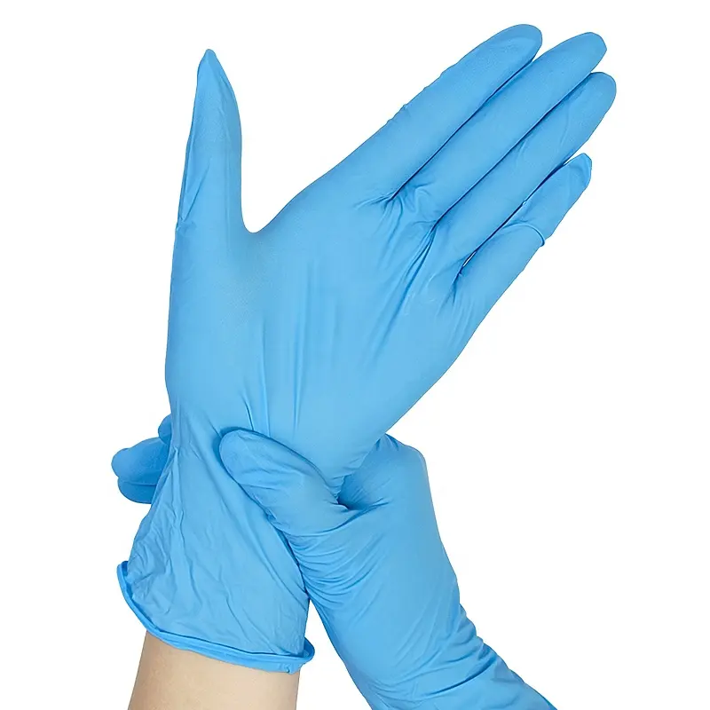 Paquet de 100 6 Mil pleine texture sans poudre sans latex stérile bleu gants jetables en nitrile