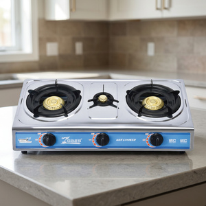 Table de cuisson à gaz 2+1 brûleurs en acier inoxydable, cuisinière à gaz manuelle pour la maison et les restaurants - Product Image 5