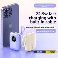 Batterie externe à charge rapide personnalisée avec câbles intégrés, batterie externe compacte 10000mAh 20000mAh, chargeur portable, batteries externes