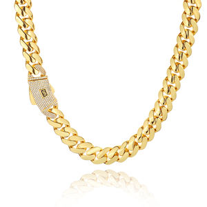 Collar de Lujo Estilo Cubano Iced Out Eskeem de 6-10 mm Chapado en Oro de 14K, Cadena Monaco de Plata 925 con Cierre de Moissanita VVS y Acabado Liso - Product Image 5