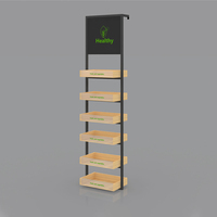 Grand espace de stockage Présentoir à légumes Grande table Présentoir à fruits et légumes commercial en bois et métal pour supermarché