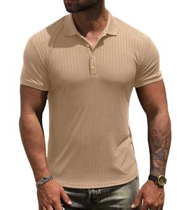 Polos d'été en polyester rayonne Spandex à manches courtes avec impression gaufrée 220gsm, décontractés, ajustés, pour l'entraînement et le golf. - Product Image 4