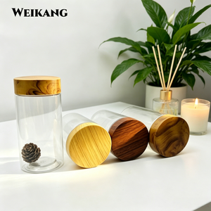 WEIKANG - Recipiente de Plástico Transparente <span class=keywords><strong>con</strong></span> Tapa de Rosca <span class=keywords><strong>con</strong></span> Diseño de Madera, Recipiente Hermético para Almacenamiento de Alimentos, <span class=keywords><strong>Cereales</strong></span>, Frutos Secos, Libre de BPA, 250 ml - Product Image 2