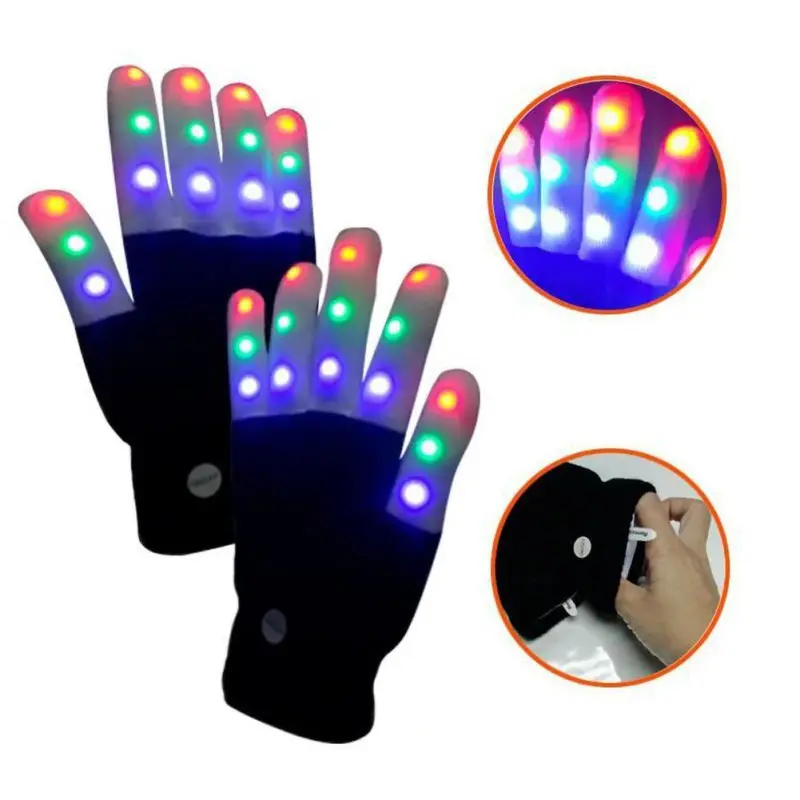 Fête d'halloween Concert Vocal joyeux 7 couleurs gants de doigt Flash lumière Led pour enfants et adultes