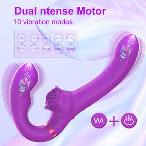 Remote Control <strong>Double</strong> Vibration Lesbian <strong>Dildo</strong> Adults' <strong>Double</strong>-<strong>Head</strong> Vibrating Sex Toys with Tongue Licking Feature - Product Image 5