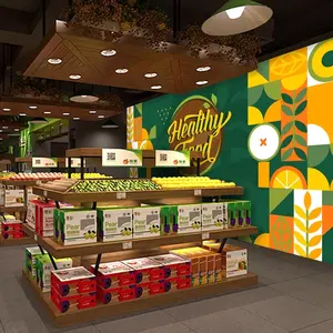 Papel tapiz personalizado de tienda de frutas, póster personalizado de supermercado, mural de verduras