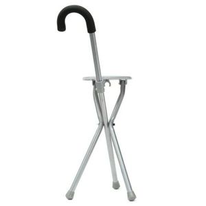 Three Legged <b>Folding</b> Walking Stick <b>Stool</b> Aluminum Alloy With Seat For Elderly Collapsible Multifunctional Cane Chair - Product Image 3