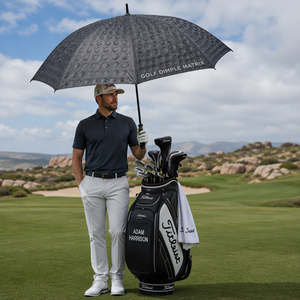 Custom logo full print <b>windproof</b> waterproof large automatic open rain & wind resistant double canopy vented stick golf <b>umbrellas</b> - Product Image 3