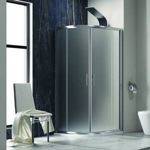 Box Doccia Semicircolare Kamalu KF2000 90x90 in Vetro Satinato Anticalcare 6mm, Apertura Scorrevole Pieghevole in Acciaio Inox per Bagno - Product Image 1