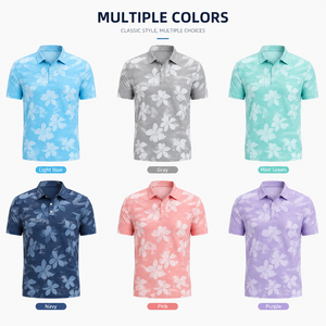 Polo de Golf Azul con Diseño Floral para Hombre, Personalizado, Premium, de Alto Rendimiento, Absorbente de Humedad, Marca Privada, Ropa de Resort, OEM - Product Image 2
