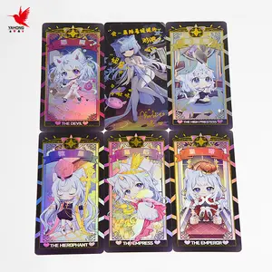 Tarjetas coleccionables de impresión personalizada de alta calidad, lámina de oro holográfica de Anime impermeable, embalaje de juego de cartas coleccionables al por mayor