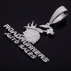 Collier pendentif en argent 925 avec moissanite, taille brillant rond, bijoux de mode hip-hop, cadeau de luxe pour hommes et femmes - Product Image 3