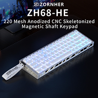 Clavier de jeu Zornher ZH68 à axe magnétique, touches argentées, filaire Type-C, Hot-Swap, RGB, taux de polling 16K, faible latence 0,1 ms