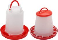 Nouveau distributeur automatique de nourriture pour volailles en plastique rouge de 1,5 kg pour poulets, canards et cailles