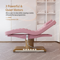 Table de massage électrique esthétique de luxe moderne noire et or pour salon de beauté, spa facial, extensions de cils et soins cosmétiques