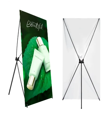 Outdoor Steel X Stand Banner Display 60x160cm & 80x180cm Custom Design Waterproof Advertising Sign with Strong Anti-Wind Ability
