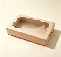 Boîte d'emballage pour desserts en papier kraft avec fenêtre, boîte en papier personnalisée imprimée avec laminage UV pour pâtisserie, gâteaux, biscuits, aliments, emballage cadeau