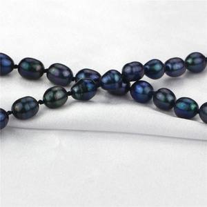 7mm un collier de perles noires de riz <span class=keywords><strong>100</strong></span> ''pouces de long collier de perles naturelles d'eau douce bijoux - Product Image 5