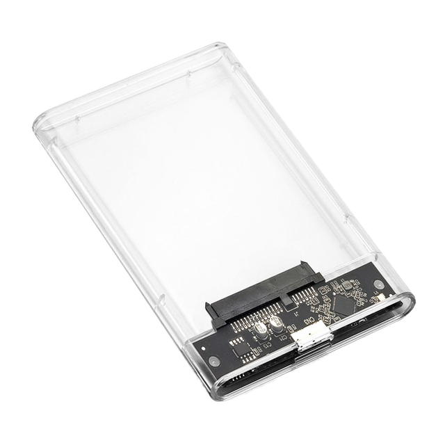 "SATA to USB 3.0 2.5 Transparent HDD/SSD Enclosure 6Gbps External Drive Box Plastic Case"