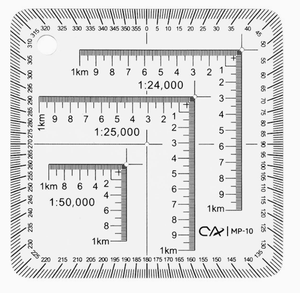 Regla de Esquina UTM de Plástico Flexible DF PM-10 con Escala de Coordenadas 1:24,000, 1:25,000 y 1:50,000 para Mapas - Product Image 1