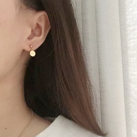Boucles d'oreilles pendantes en acier inoxydable plaqué or 18 carats, style coréen, avec breloque porte-bonheur gravée, pour filles