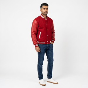 FINER THREADS Custom <b>Men's</b> Winter Varsity <b>Jacket</b> for Sports Teams with Embroidered Name and Number 100% Cotton Wholesale - Product Image 1