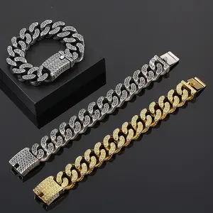 Hip Hop gioielli placcato in oro 18k in acciaio inox bracciale cubano modello di pneumatico intagliato goffrato due fili Franco catena bracciale
