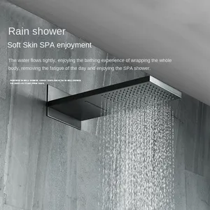 DQOK Brass Rainfall Concealed Shower Faucet Gun Metal 3-Function In-Wall Shower Set With Slide Bar CUPC Certification