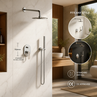 Ensemble de douche mural de luxe avec mitigeur encastré, système de douche encastré, robinetterie en laiton couleur or rose, commande à levier, sans LED