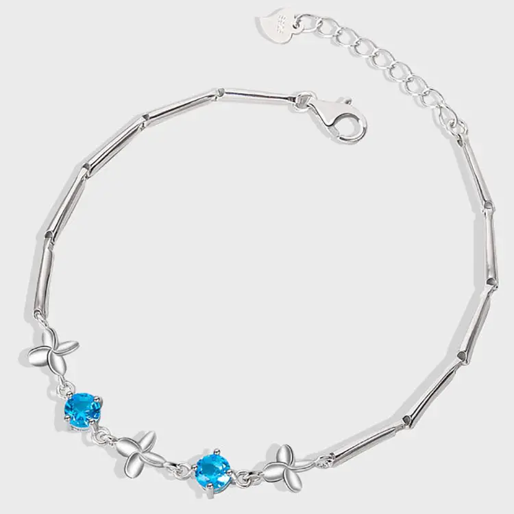 Nuevo diseño, joyería fina, concha de ópalo azul, pulsera de esclavo de cadena de mano con cuentas de Plata de Ley 925