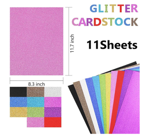 Sparkly Glitter A4 Cardstock Sheets Art and Crafts <b>Thick</b> <b>Cardboard</b> with Smooth Surface Single Side PE Coating Mixed Colors - Product Image 3