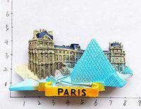 Aimant de réfrigérateur 3D, souvenir de voyage, cadeau, décoration pour la maison et la cuisine, autocollant magnétique, Louvre Paris, aimant de réfrigérateur