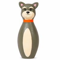 Jouet à mâcher couineur moderne en latex naturel pour chien, mignon, en forme de quilles de bowling, souple, pour la dentition des chiens de petite à moyenne taille