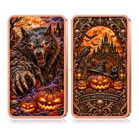 Barre commémorative en cuivre fin 999 de 1 oz, motif citrouille et fantôme d'Halloween, design imprimé, objet de collection en métal, vente en gros