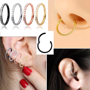 ASTM F136 G23 Titanium 1PCS <span class=keywords><strong>micro</strong></span> chèn cơ thể piercing đồ trang sức dát Zircon mũi vòng Hoop mũi Studs cho món quà 6-12mm Vòng mũi - Product Image 1