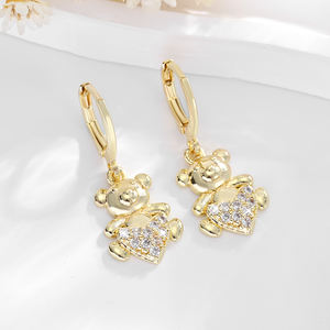 ต่างหูห่วงรูปหมีคุณภาพสูง ปี 2025 ชุบทอง 14k บนทองแดง เหมาะสำหรับใส่ทุกวัน เครื่องประดับสำหรับผู้หญิง - Product Image 3