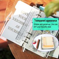 Carpeta A6 de Acrílico Transparente con 6 Anillas Redondas de Metal Dorado, Organizador para Oficina, Hogar o Escuela