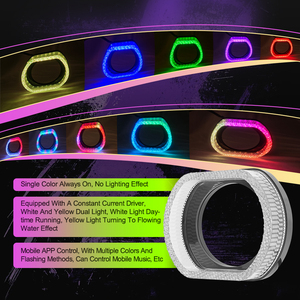 5D <span class=keywords><strong>RGB</strong></span> LED Angel Eyes <span class=keywords><strong>Halo</strong></span> anello avvolge 2.5 pollici 3 pollici Bi Xenon lente Retrofit nuova lampada frontale per auto DRL decorativa - Product Image 4