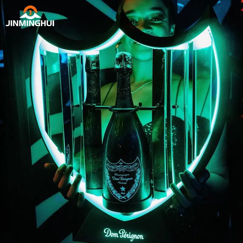 Pesan pabrik tanpa MOQ rak pajangan lampu King minuman keras LOGO kustom botol Led untuk layanan VIP