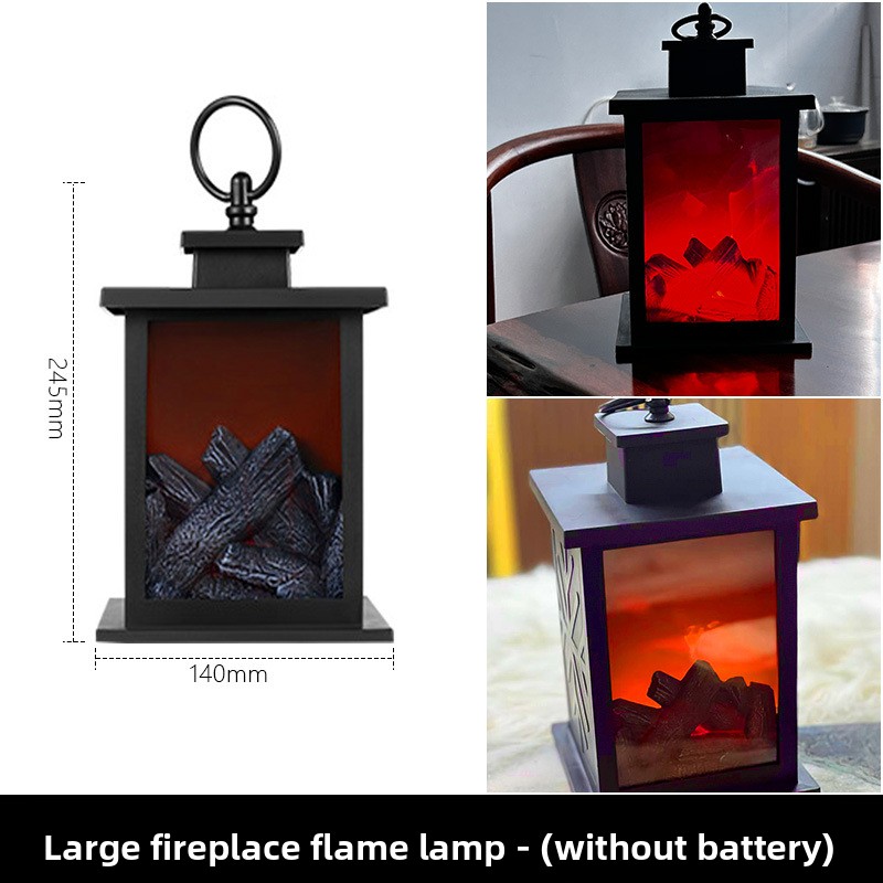 Luz de chimenea grande negra sin batería