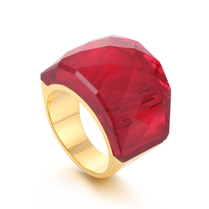 Nouvelle arrivée, bague tendance pour femme en acier inoxydable 316L plaqué or 18 carats, micro-pavé incrusté de cristaux multicolores - Product Image 1