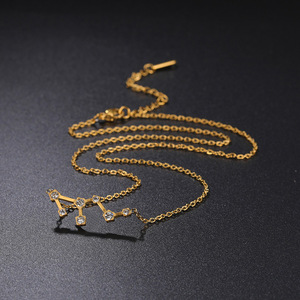 Collier pendentif zodiaque en acier inoxydable Resoul, collier avec breloque <span class=keywords><strong>horoscope</strong></span> en zircon, bijoux tendance pour femmes - Product Image 2