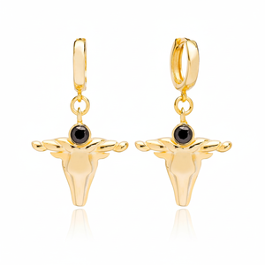 Pendientes colgantes con abalorio de toro de circón negro, joyería de plata de ley 925 hecha a mano turca al por mayor - Product Image 2