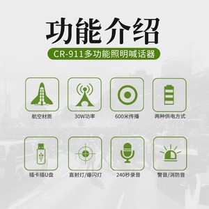 Leigongwang Cr-911 Explosion Proof Led Lighting Megaphone 30w Bluetooth <b>Usb</b> Card Amplifier Loudspeaker - Product Image 3