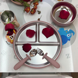 Forniture all'ingrosso prodotti per lo svezzamento infermieristico in Silicone Set per l'alimentazione del bambino in acciaio inox piatto ciotola cucchiaio stoviglie per l'alimentazione del bambino - Product Image 2