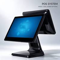 Terminal POS Retail All in One 15.6 + 11.6 Inch Layar Sentuh Pelanggan, Mesin Kasir Cocok untuk Restoran dan Supermarket